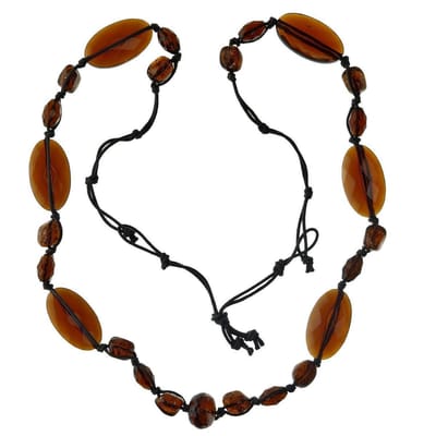 Behave Lange ketting bruin kralenketting 125 cm