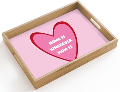Dienblad hout 40x30 cm - Schootdienblad - Quote - Moeder - Roze - Borrelplank rechthoek - Plateau dienbladen