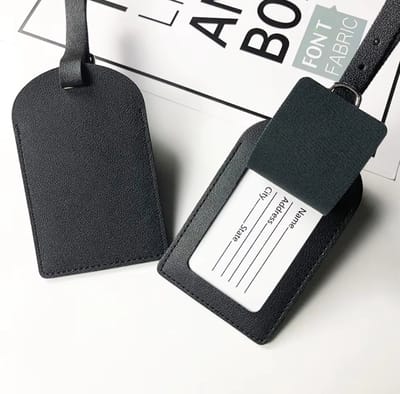 Actie4you® - Kofferlabels - Bagagelabels - Leer - Venster - 2 stuks – Zwart