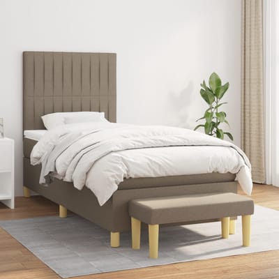 vidaXL - Boxspring - met - matras - stof - taupe - 90x200 - cm