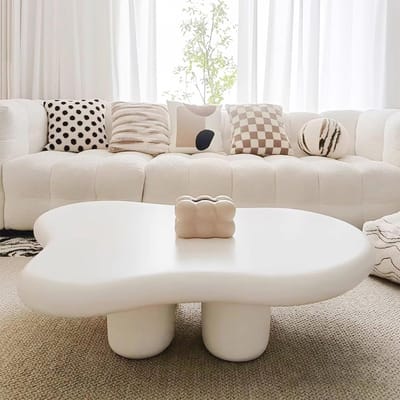 Salontafel Wolkvorm - Koffietafel Woonkamer - Woonkamer Decoratie - Afgeronde Hoeken - 100 cm x 69 cm - Wit