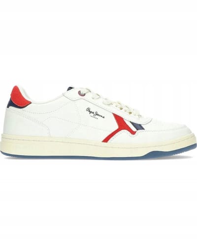 Pepe Jeans - Witte Herensportschoenen - Leer - Maat 45