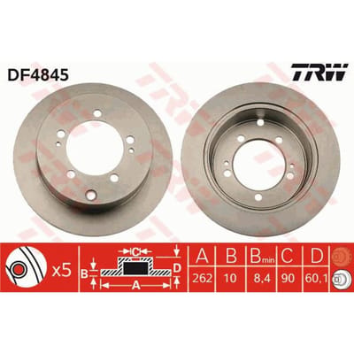 Remschijf TRW DF4845 achter, volledig, 1 Stuk