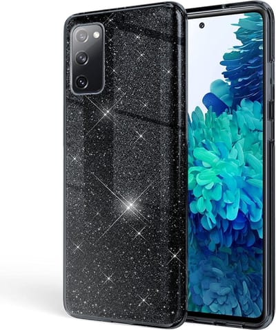 Backcover Hoesje Geschikt voor: Samsung Galaxy A72 4G & 5G Glitters Siliconen TPU Case zwart - BlingBling Cover