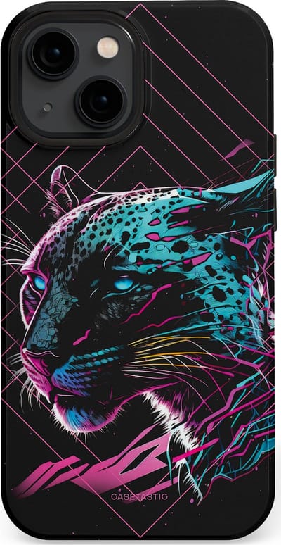 Casetastic hoesje geschikt voor Apple iPhone 13 mini - MagSafe - Dubbellaagse bescherming - Neon Jager - Fashion Case - Zwart Petrol