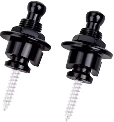 2 x Zwarte Straplocks voor Gitaar - Strap Locks - Zwart - Gitaarriem slot - Gitaarband strap lock - Gitaarriem Blok - Strappin bevestiging - Strap Block Button - 2 stuks