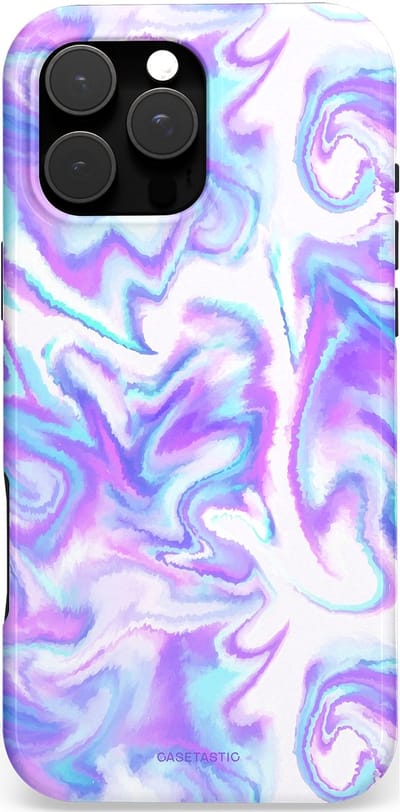 Casetastic hoesje geschikt voor Apple iPhone 16 Pro Max - MagSafe - Dubbellaagse bescherming - Tie Dye magie - Fashion Case - Lavendel Wit Lichtblauw Lichtgrijs