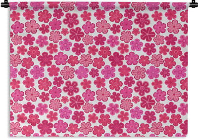 Wandkleed - Wanddoek - Bloemen - Roze - Patronen - 120x90 cm - Wandtapijt
