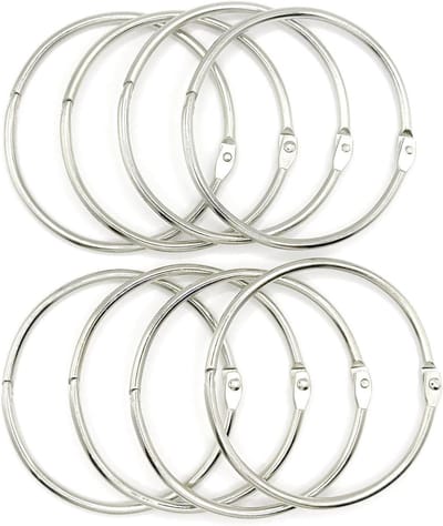 8 stuks - Ringbanden - Grote ringbanden - Ringbanden - Voor school, thuis, kantoor - Binnendiameter 75 mm - Zilver