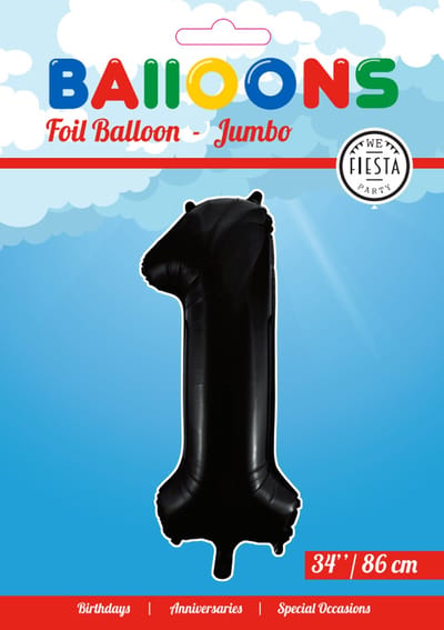 Folieballon 34" nmr. 1 - Zwart