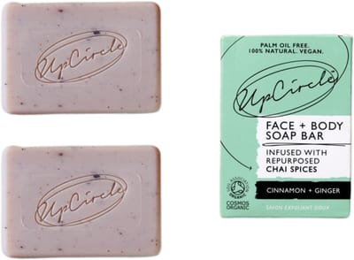 UpCircle - Chai Zeep Bar - 100% Biologische - Met Roze Klei en Kaneel - Gember - Gezicht en Lichaam - Vegan - 2 x 100 g