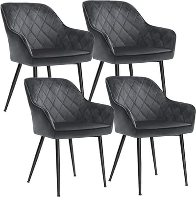 MAZAZU - Eetkamerstoelen - Set van 4 - Fluwelen bekleding - Grijs - 62.5x60x85