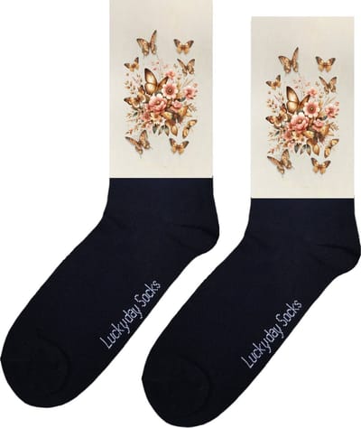 vlinder- prinses - Print sokken - Leuke sokken - Verjaardag - Moederdag - Vaderdag - Valentijn - Sokken Voor hem - Sokken Voor haar - Kerst sokken - Grappige sokken - Vrolijke sokken - Sokken waar je vrolijk van wordt - Maat 37-44