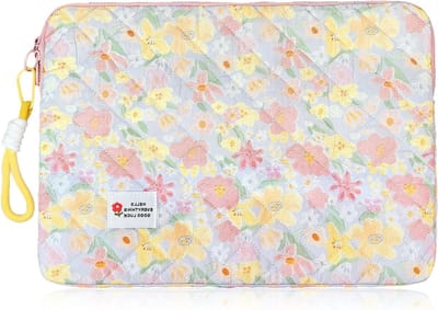 15.6 Inch Laptop Sleeve met Schattige Bloemenprint, Gevoerde Laptop Tas, Draagbare Bescherming voor MacBook, Asus, Dell en HUAWEI