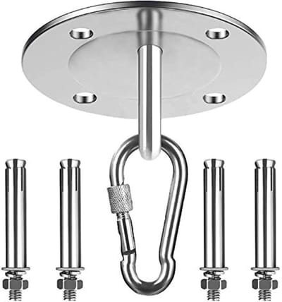 CHPN - Plafondhaak - Haak voor aan plafond - Bokzak Ophangsysteem - Ophanghaak Binnen en Buiten - Schommelhaak - Schommel - Schommelstoel - Hangstoel - RVS - Tot 500kg - 180° Roteerbaar