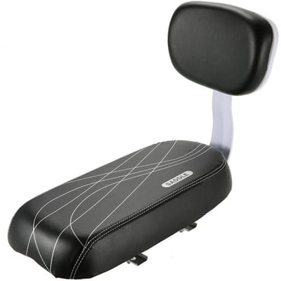 Siège Arrière de Vélo en Cuir PU Coussin Doux Siège Porte-Bagages Arrière avec Dossier noir
