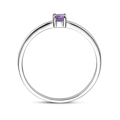 Zilveren ring met geboortesteen amethist juni gerhodineerd - 1337080