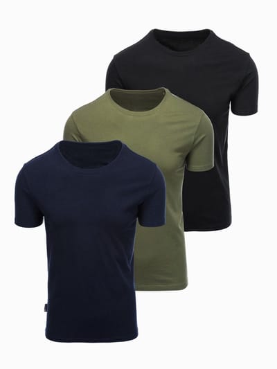 OMBRE T-shirt - Regular Fit - Korte Mouw - Effen Zwart/navy/kaki M