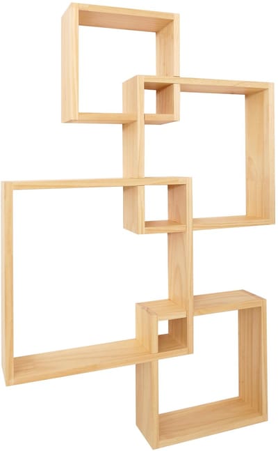 Wandrek MCW-P23, zwevend rek Wanddecoratie Hangend rek Kubusrek Designrek, 4 planken MVG ~ naturel