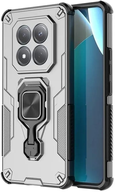 MobyDefend Hoesje - Geschikt voor Xiaomi Redmi Note 15 4G - Dubbelgelaagde Pantsercase Met Standaard - Zilvergrijs