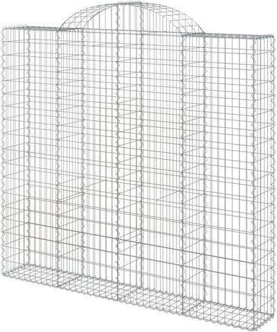 Schanskorven met hoge boog 2 STK. 200x50x180/200 cm van verzinkt ijzer voor tuin en schanskorf muur als inkijkbescherming om te vullen met stenen