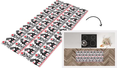 Keukenloper - Loper keuken - Hert - Patroon - Zwart - Rood - 120x50 cm - Keukenloper vinyl