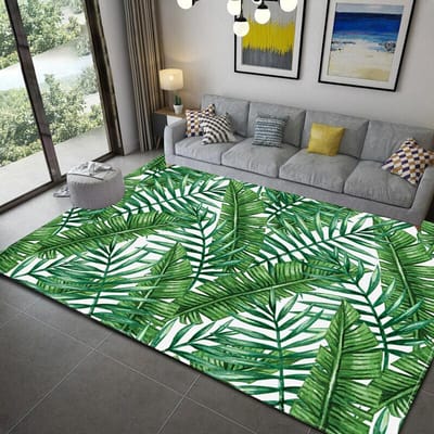 Groene Tropisch Regenwoud Bladeren Vloerkleed Plant Flanel Tapijt Palmblad Mat Voor Woonkamer Sofa Tafel Grote Vloerkleden 120X200CM (3.9X6.6FT