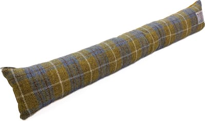 Tochtstopper Mosterdgeel Blauw - Harris Tweed - Verzwaard - 95-100 cm - Handgemaakt in Schotland - Caroline Wolfe Murray