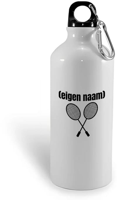 Hacebo® - 2 badminton rackets met eigen naam waterfles - Badminton - badmintonner - sport - verjaardag cadeau - kado - geschenk - water fles - 400ML