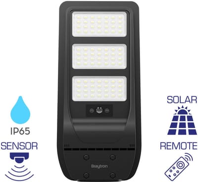 Braytron - LED Solar Straatlamp incl. sensor - 100W 1800lm - 6500K 865 - IP65