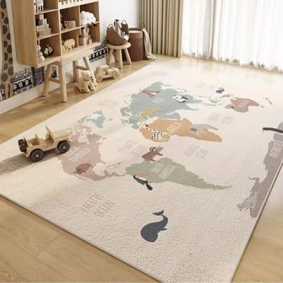 Tapijt Kamer Slaapkamer Cartoon Wereldkaart Onderwaterwereld Ruimte Vloerkleed Wasbaar Antislip Tapijt Kinderspeelmat Huisdecoratie 120*160cm