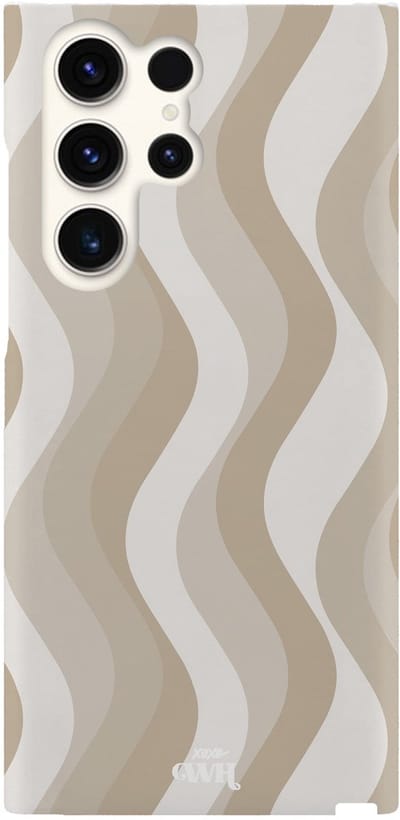 xoxo Wildhearts Minimal Nude - Single Layer hoesje geschikt voor Samsung Galaxy S23 Ultra - Siliconen hoesje met print - Backcover hardcase - Hard cover - Golvenprint - Golvend patroon - Beige / Creme / Wit