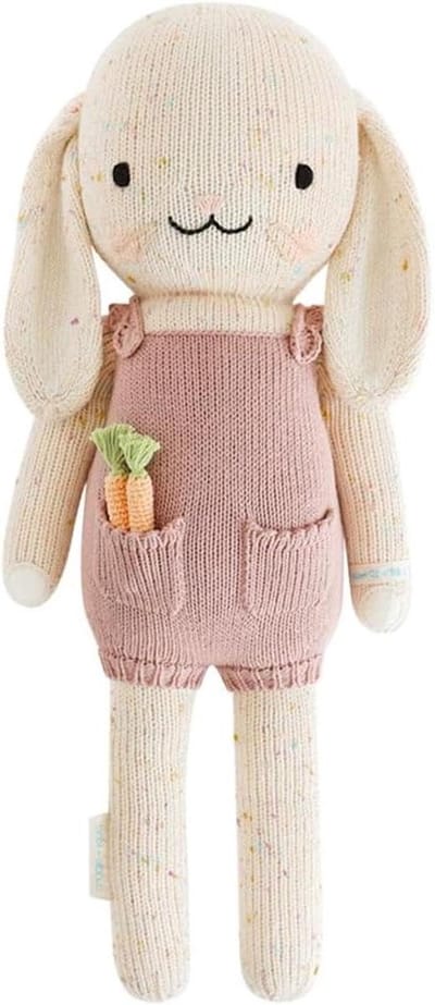 Handgebreide Pop - Katoenen Knuffel - Spelen en Decoratie - Fairtrade Gemaakt - 33 cm - Paars