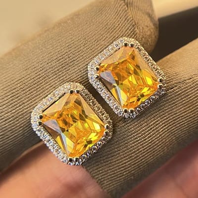S925 Zilveren Sterling Roze Topaas Sieraden Stud Oorbel Vrouwen Echt 925 Sterling Zilver Bizuteria Aros Mujer Oreja Orecchini Meisje geel