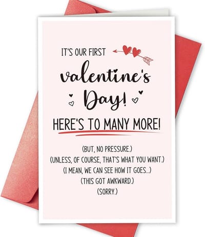Grappige Eerste Valentijnsdag Kaart voor Nieuw Paar of Vrienden