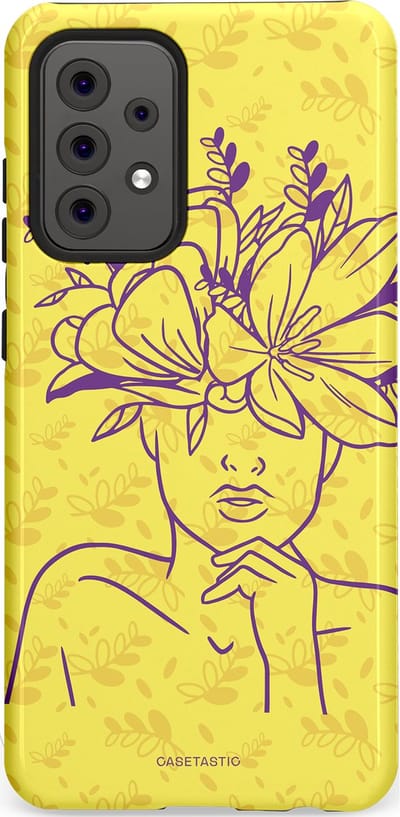 Casetastic hoesje geschikt voor Samsung Galaxy A52 (2021) 5G / Samsung Galaxy A52 (2021) 4G - Dubbellaagse bescherming - Floral Essence - Fashion Case - Goud Beige