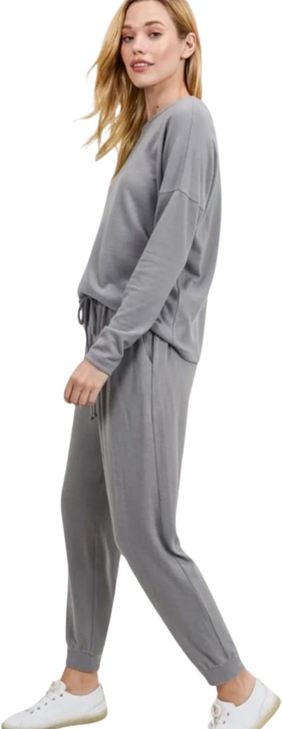 Stijlvolle Dames Huispak / Tracksuit / Joggingspak | 2-Delig Home Wear / Trainingspak | Sport Kleding | Grijs - M d