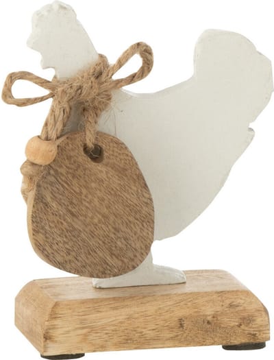 J-Line figuur Haan + Ei - aluminium/hout - wit - small - 2 stuks