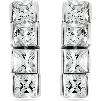 Luxenter Oorbellen van 925 sterling zilver met glanzende zirkonia en rhodiumafwerking - Riviere