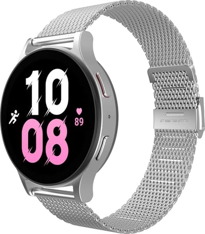Cazy horlogebandje geschikt voor Samsung Galaxy Watch Bandje (Silksteel) - Smartwatchbandjes - Universeel bandje geschikt voor Samsung Galaxy Watch 7 / Watch 6 / Watch 5 / Watch 4 / Watch FE - Zilver