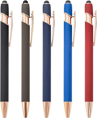 Set van 5 Ergonomische Balpennen met Touch Pen, Hoge Kwaliteit, Geschikt voor Kantoor en Thuisgebruik