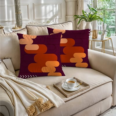 Boraboi® Luxe Decoratieve Kussenhoezen set van 2 , Zachte Suède Touch- 40x40 cm -(Pruim Kleur,Orange,Geel)