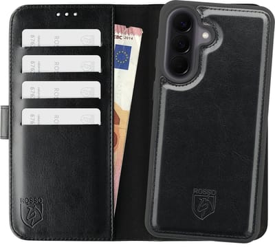 Rosso Element Geschikt voor Samsung Galaxy A57 | Uitneembaar 2-in-1 Hoesje | Luxe Portemonnee | Back Cover en Book Case | Pasjeshouder | Zwart