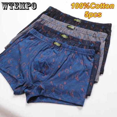 5 STUKS Zomer Heren Katoen Bedrukt Boxer Briefs In De Jonge Dunne Ademende Taille Vierkante Broek M gray