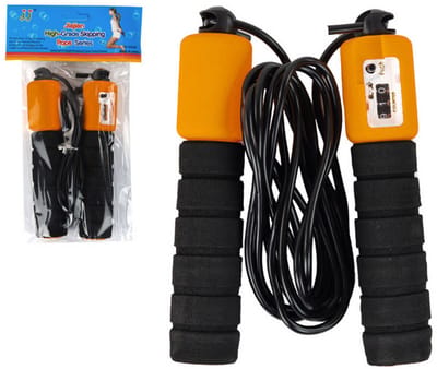 Springtouw met Sprongenteller - Instelbaar Fitness Springtouw 280 cm - Zwart en Oranje - Voor Cardio, Vetverbranding en Conditie - Springtouw met Teller - Jumpteller