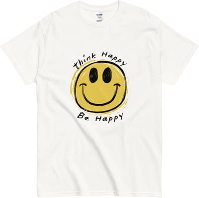 Inspirerend T Shirt Dames Heren - Face Smile - Happy Vibe Smiley - Cadeau Idee - Wit - S
