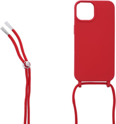 Ketting silicone telefoonhoesje Geschikt voor: iPhone 14 Plus - TPU - Silicone - Rood - ZT Accessoires