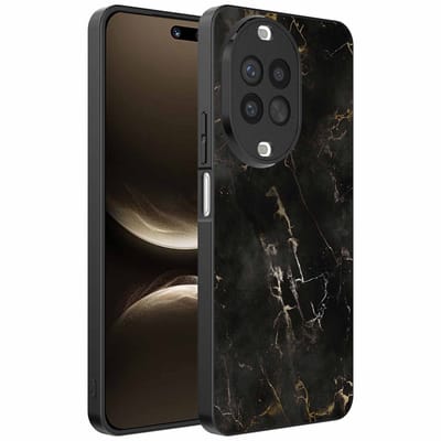 Geschikt voor Huawei Nova 14 Ultra Telefoonhoesje met marmer opdruk - TPU backcover case black marble design - Zwart - Smartphonica geschikt voor Huawei Nova 14 Ultra