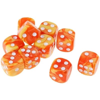 10 stuks 16 mm Tweekleurige Ondoorzichtige Zeszijdige Stippen Dobbelstenen Spellen D6 DandD Dobbelstenen Set RPG Dobbelstenen Rechtopstaande Beker Bar Bordspel Set KTV Entertainment Praktisch Gebruik