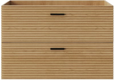 Vente-unique Zwevend wastafelmeubel - 2 lades - kleur: naturel gestreept- 80 cm - SARONE